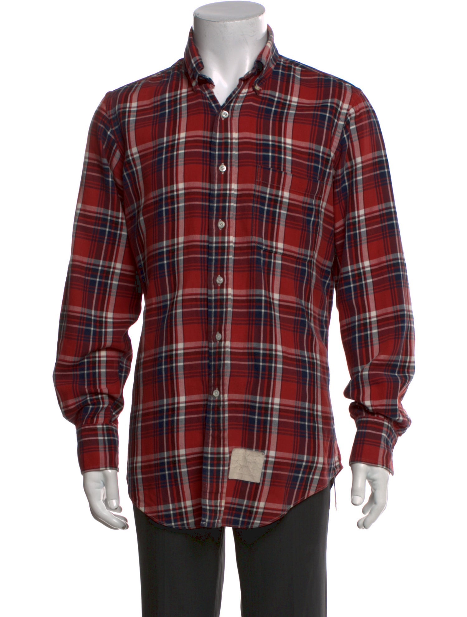 Thom Browne Plaid Print Long Sleeve Shirt