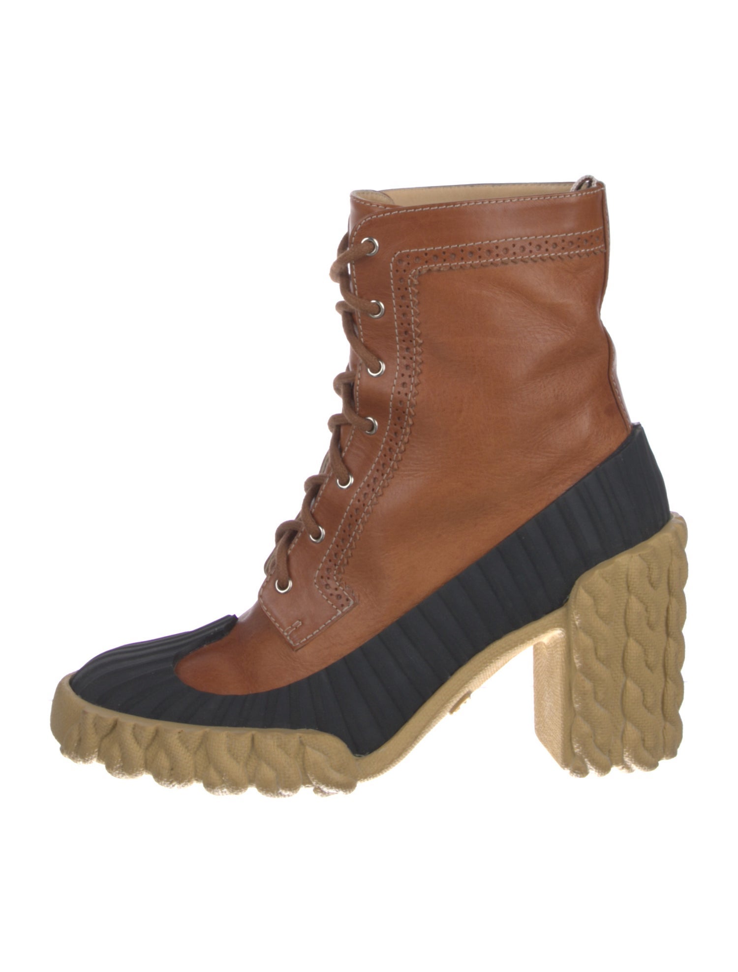 Thom Browne Leather Colorblock Pattern Lace-Up Boots