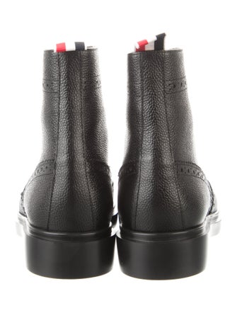 Thom Browne Leather Lasercut Accents Combat Boots