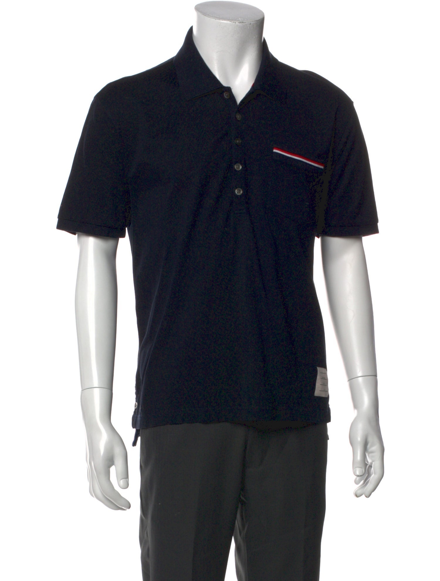 Thom Browne Pique Pocket V-Neck Polo Shirt