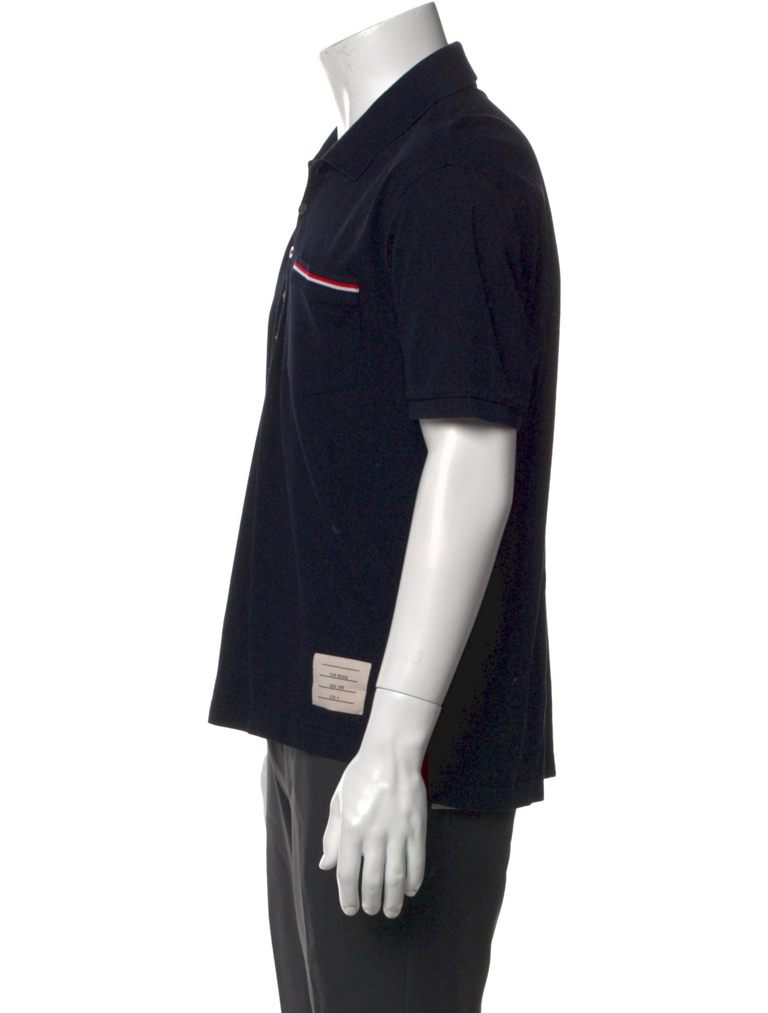 Thom Browne Pique Pocket V-Neck Polo Shirt