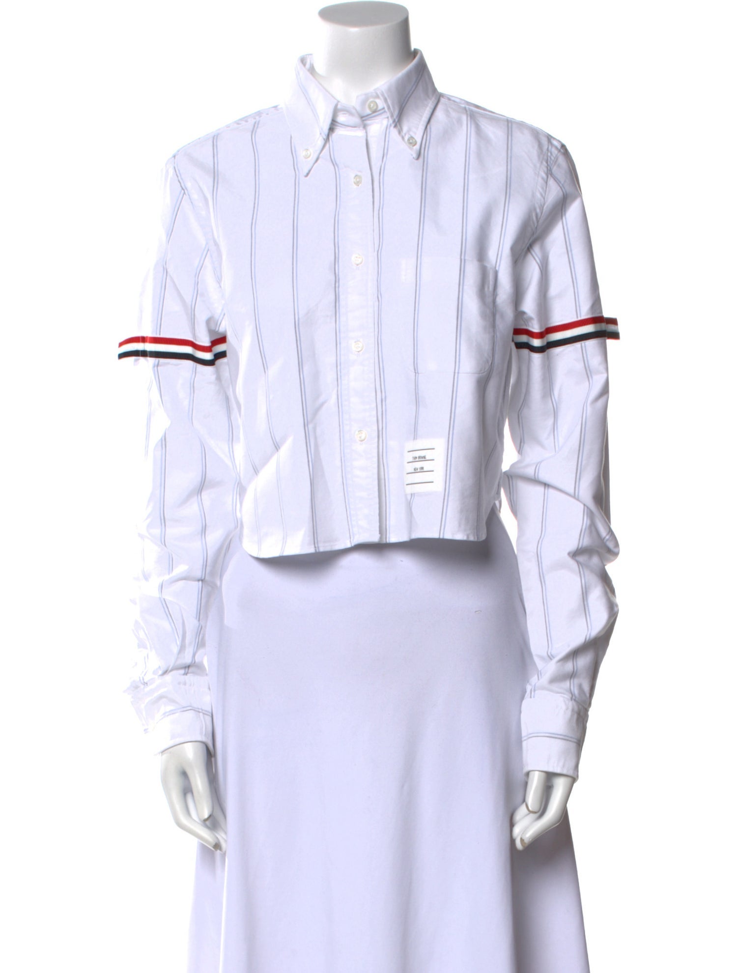 Thom Browne Striped Long Sleeve Button-Up Top