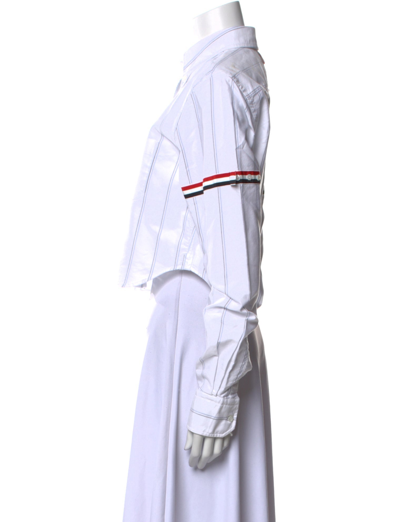 Thom Browne Striped Long Sleeve Button-Up Top