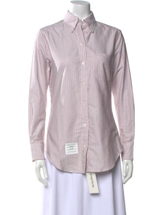 Thom Browne Striped Long Sleeve Button-Up Top