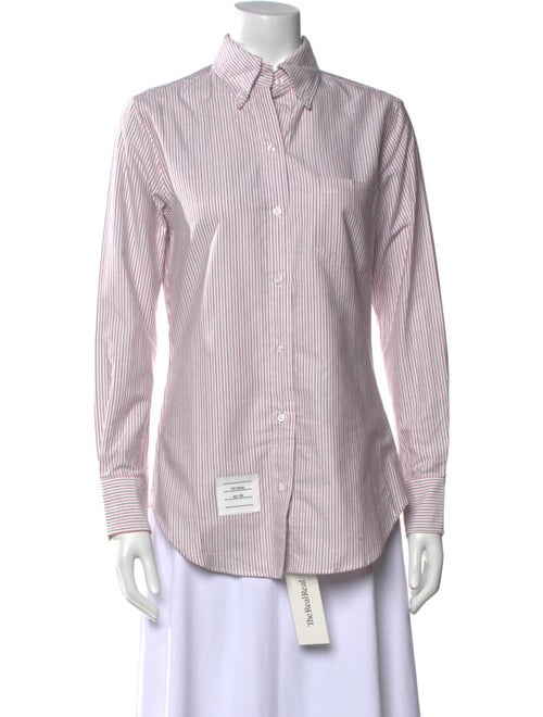 Thom Browne Striped Long Sleeve Button-Up Top