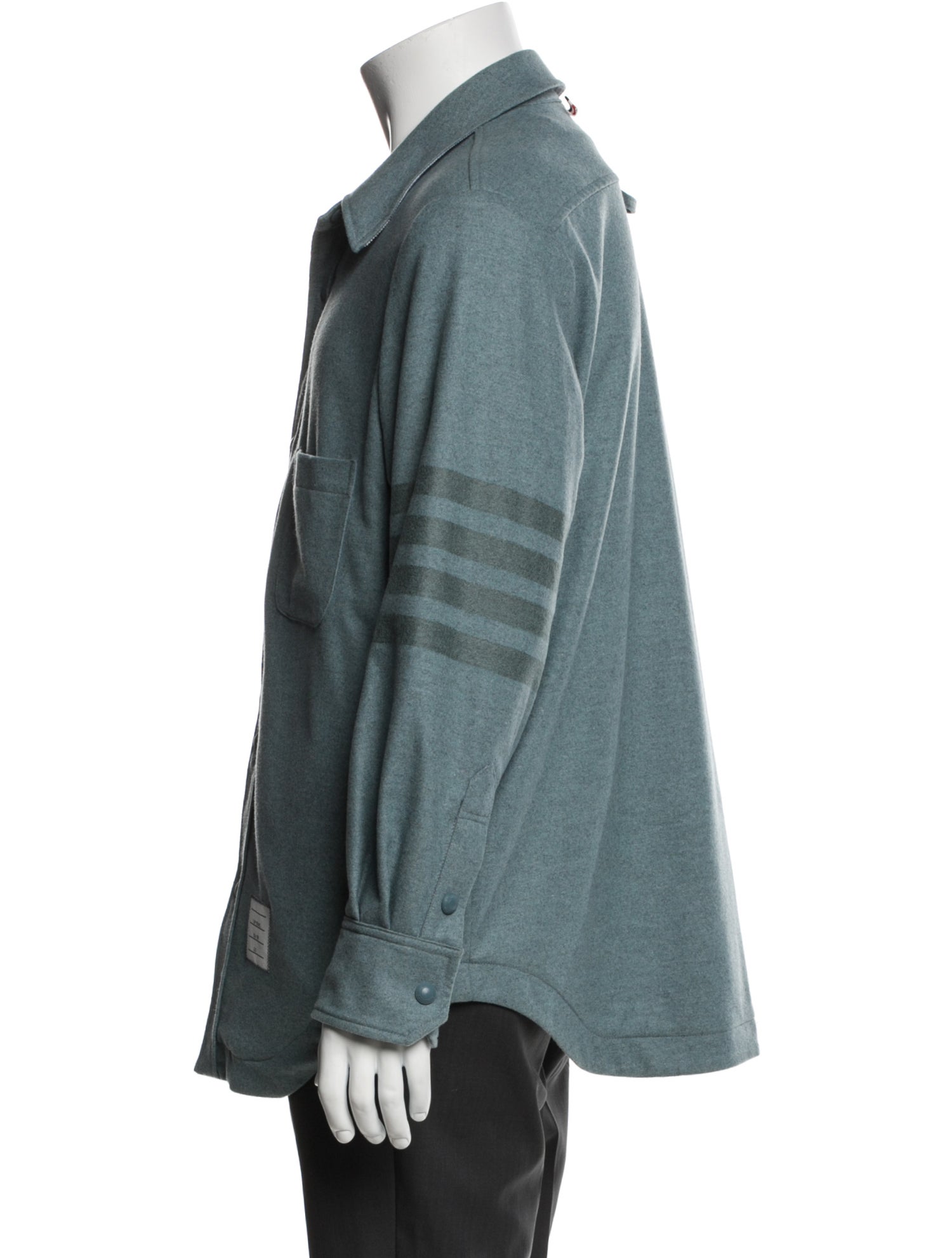 Thom Browne Flannel 4-Bar Shirt Striped Denim Jacket