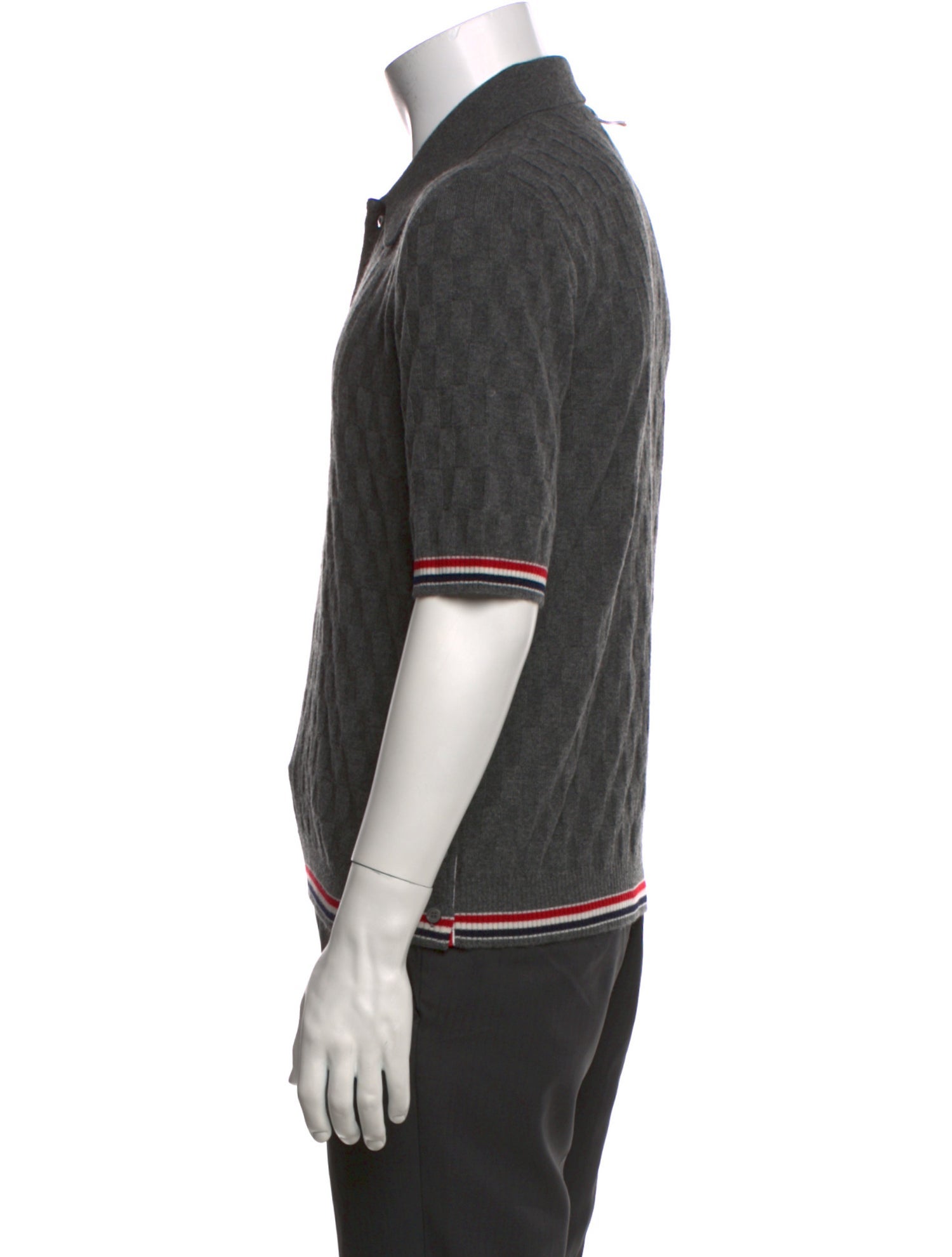 Thom Browne Cashmere Plaid Print Polo Sweater