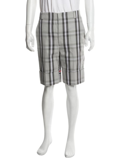 Thom Browne Plaid Print Flat Front Shorts