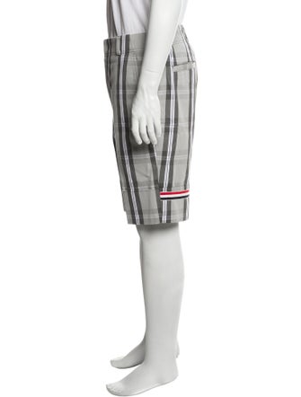 Thom Browne Plaid Print Flat Front Shorts