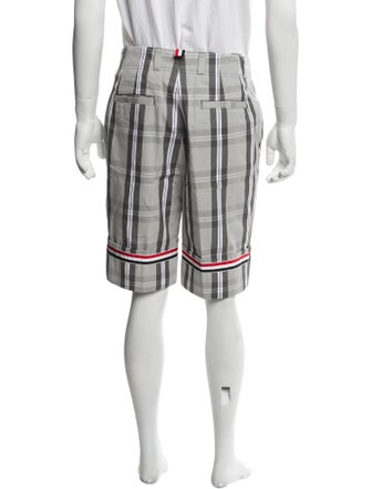 Thom Browne Plaid Print Flat Front Shorts