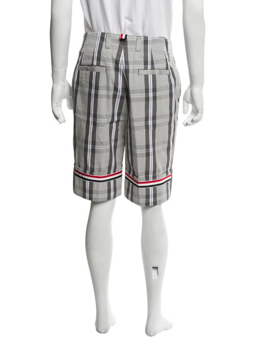 Thom Browne Plaid Print Flat Front Shorts