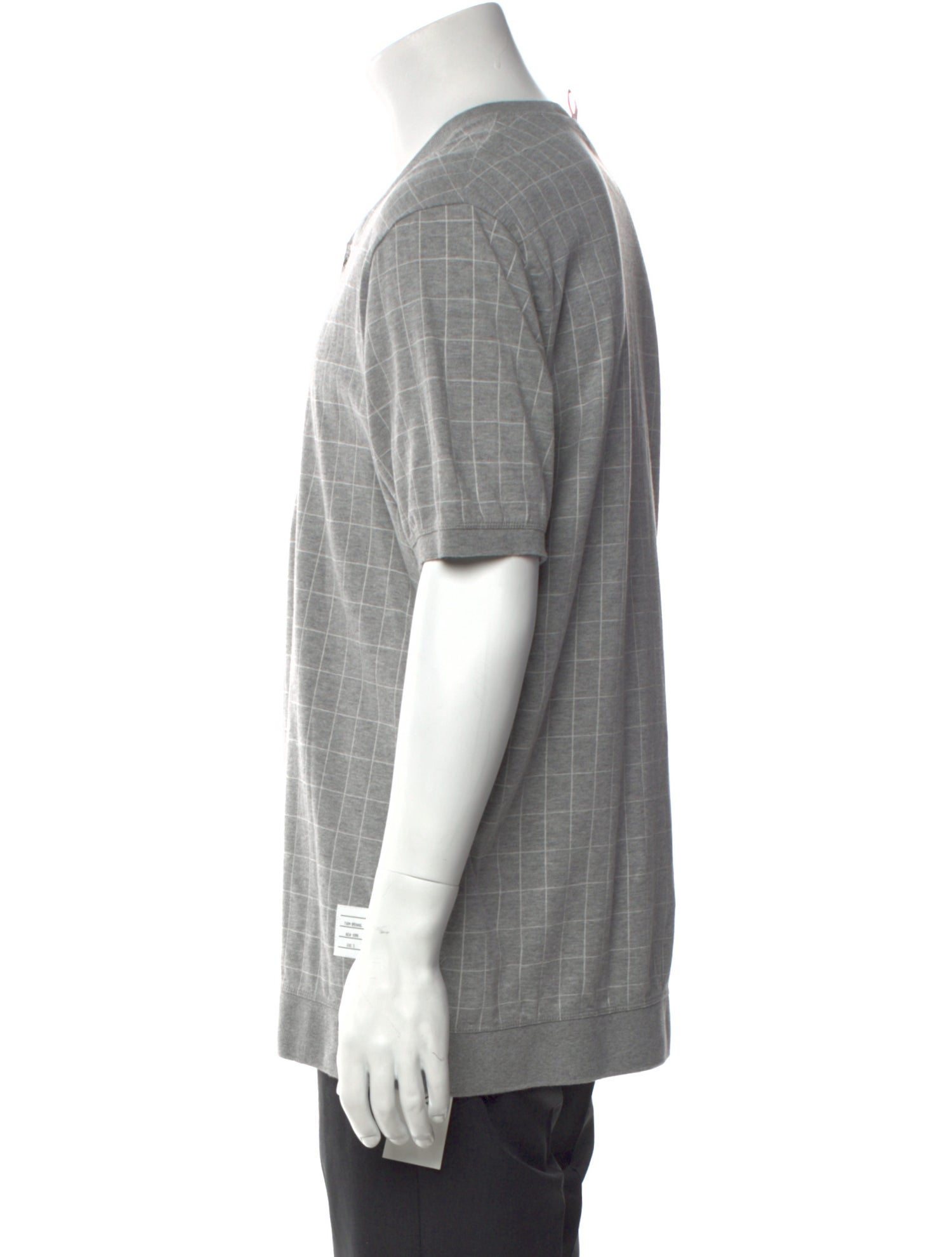 Thom Browne Plaid Print Crew Neck Henley