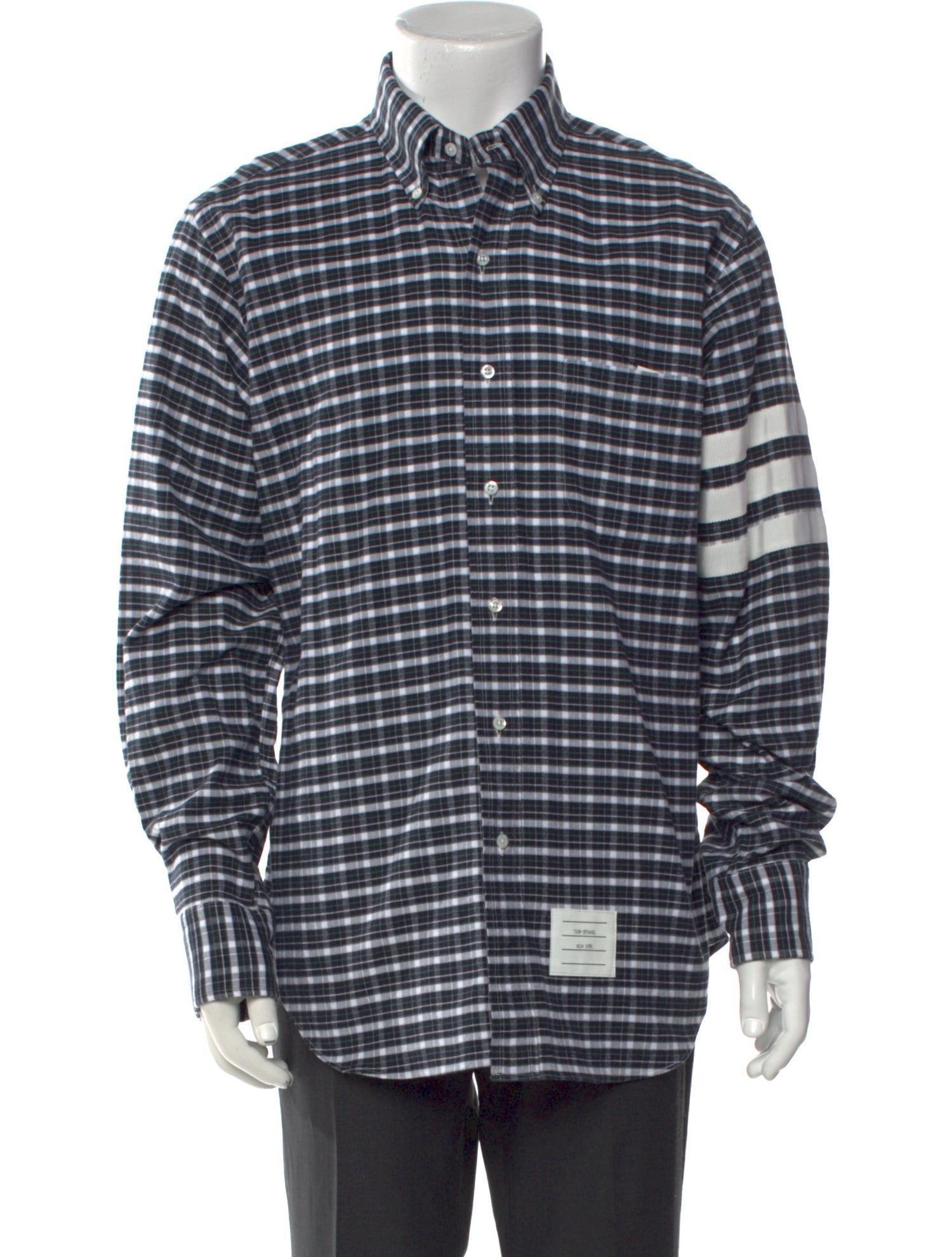 Thom Browne Plaid Print Long Sleeve Shirt