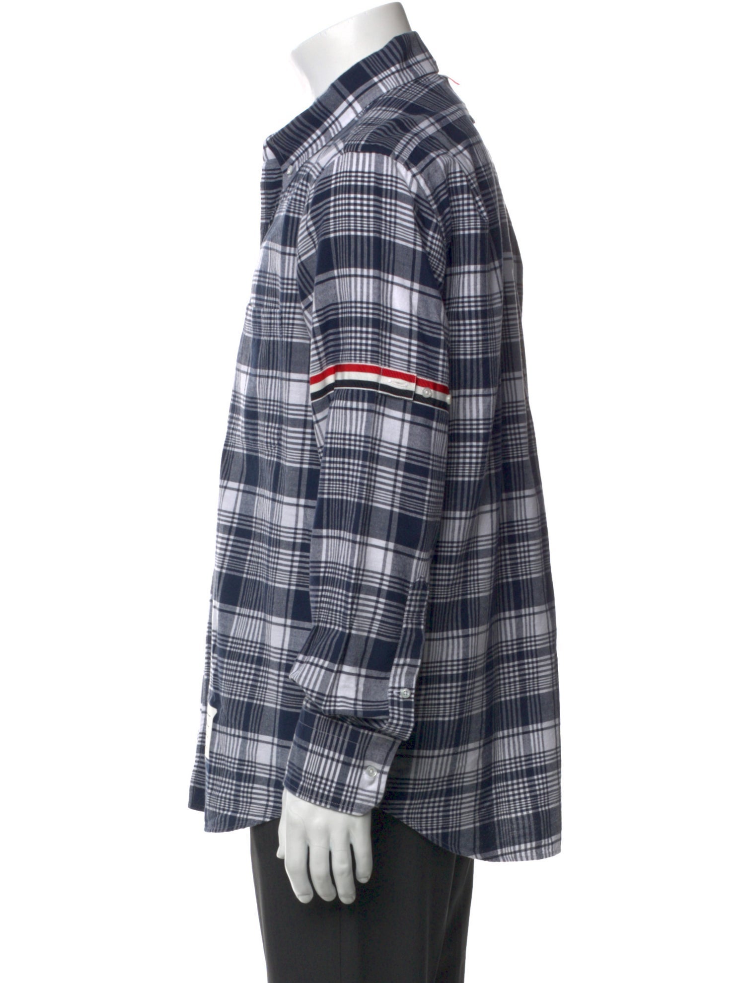 Thom Browne Plaid Print Long Sleeve Shirt