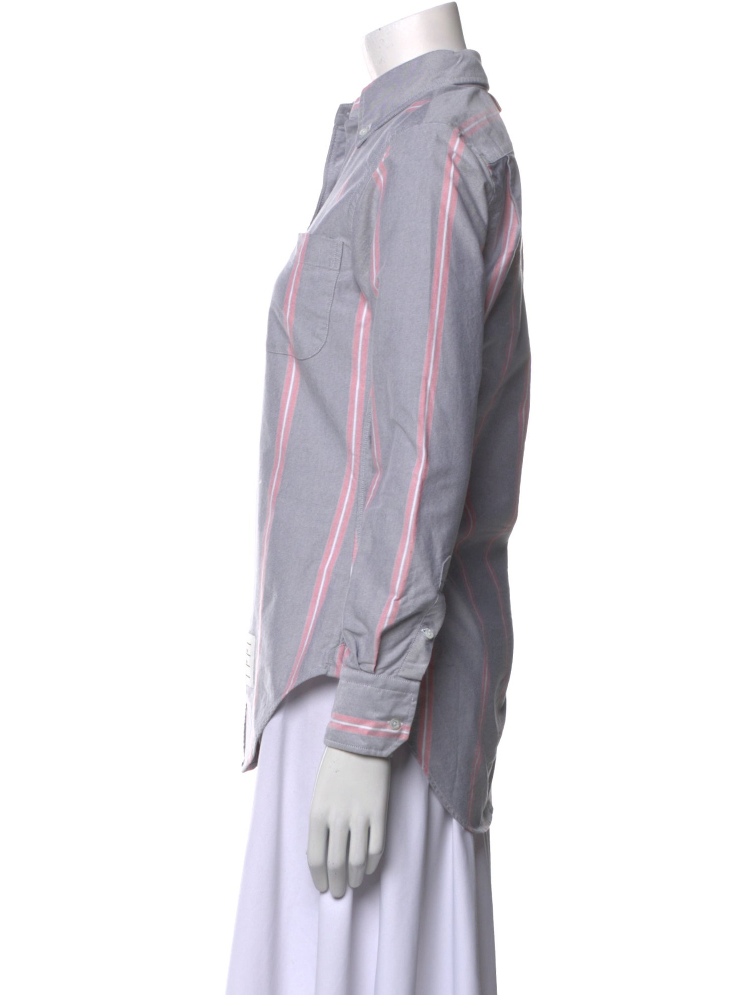 Thom Browne Striped Long Sleeve Button-Up Top