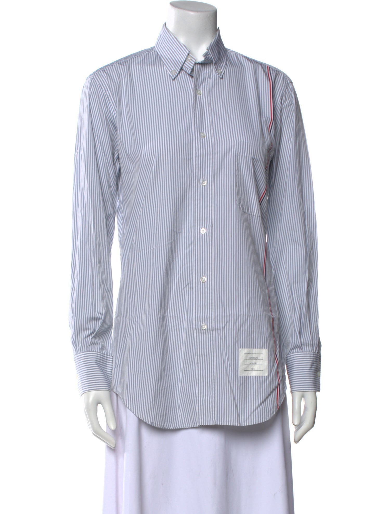 Thom Browne Striped Long Sleeve Button-Up Top