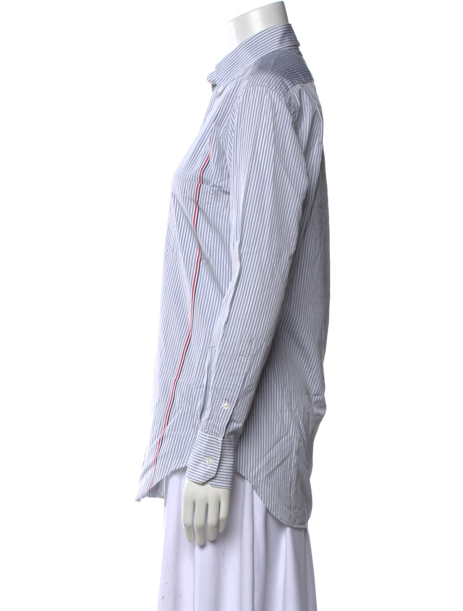 Thom Browne Striped Long Sleeve Button-Up Top