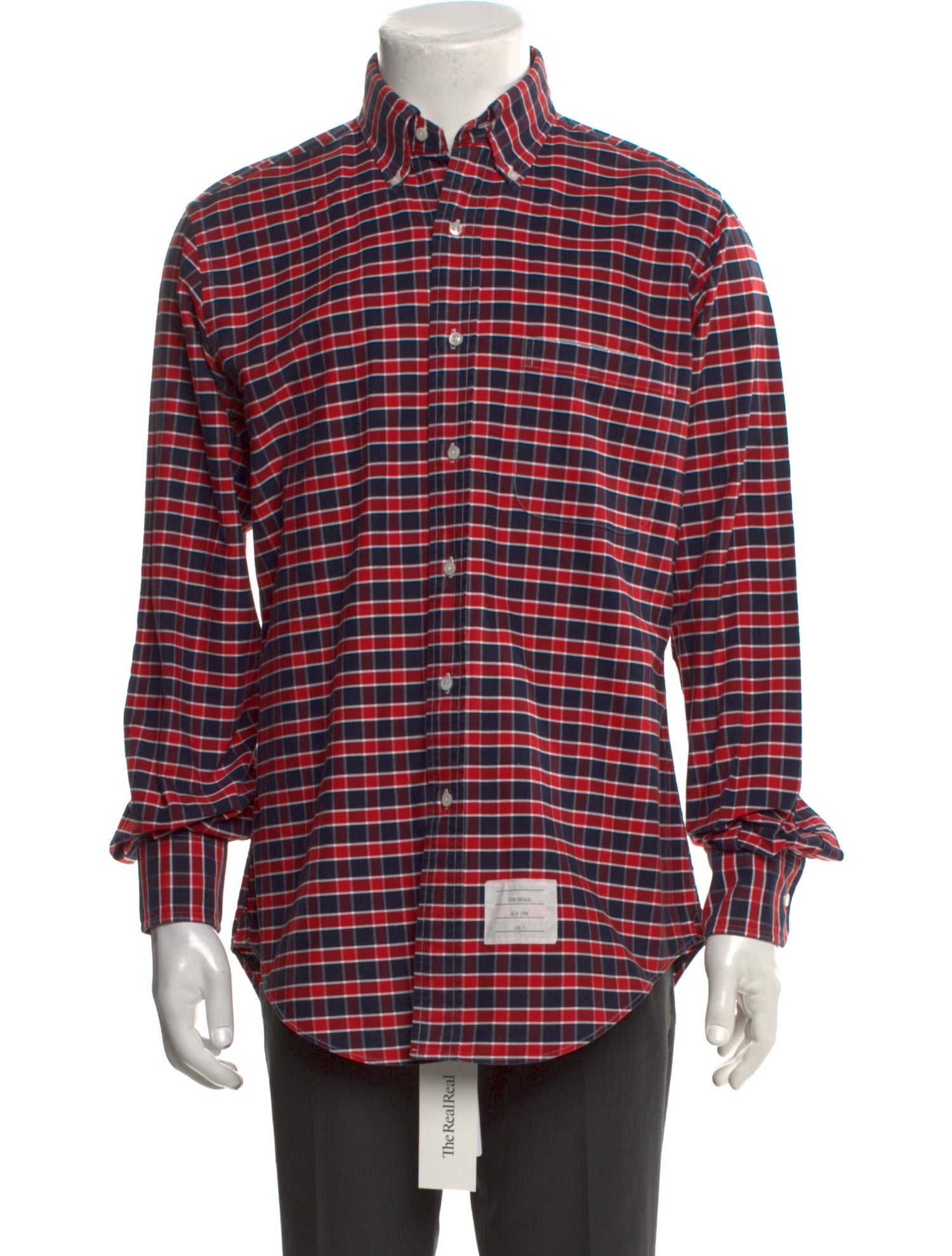 Thom Browne Plaid Print Long Sleeve Shirt