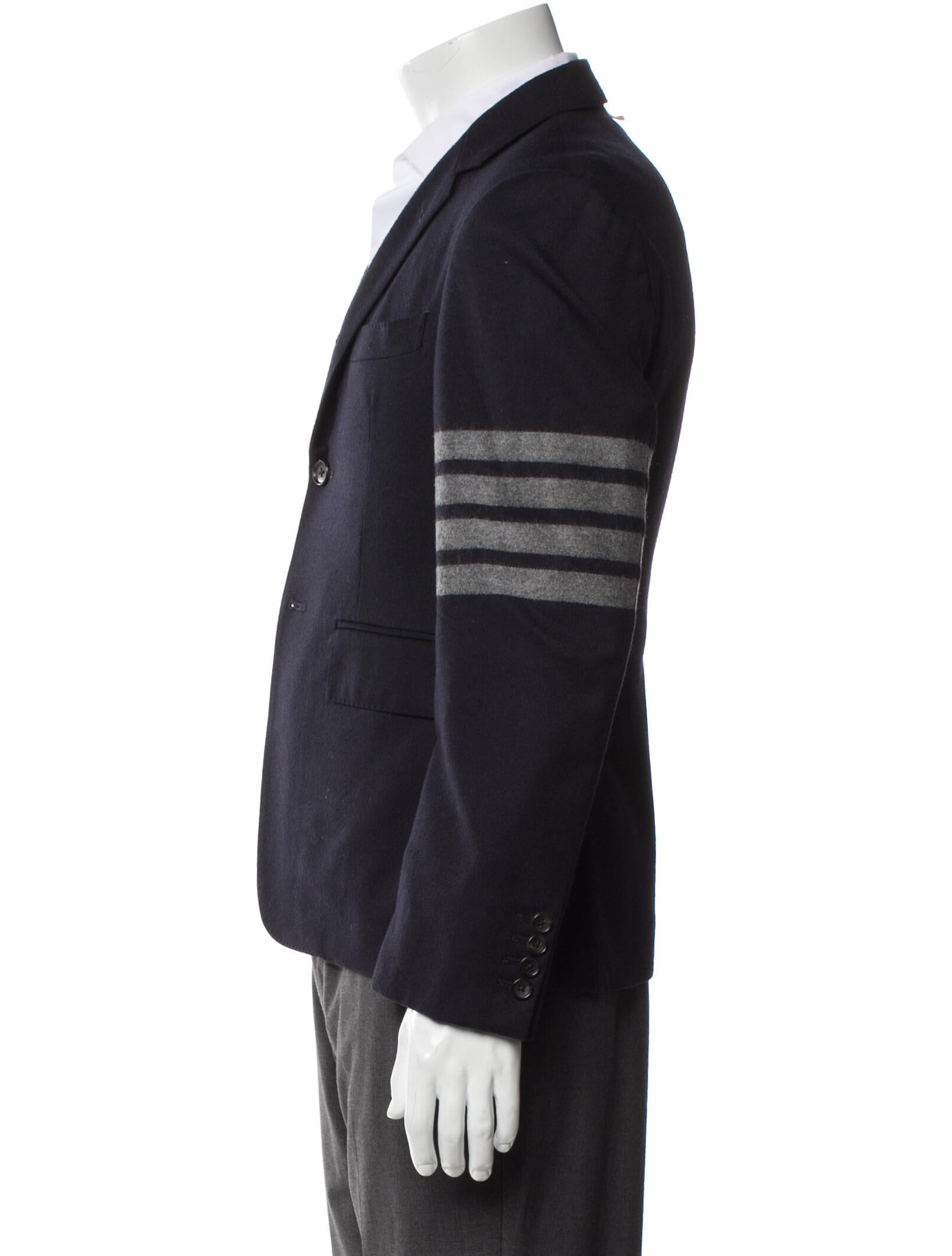 Thom Browne 4 Bar Stripe Striped Peacoat