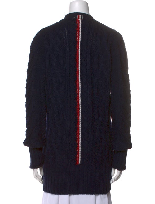 Thom Browne Cable Knit V-Neck Wool Sweater