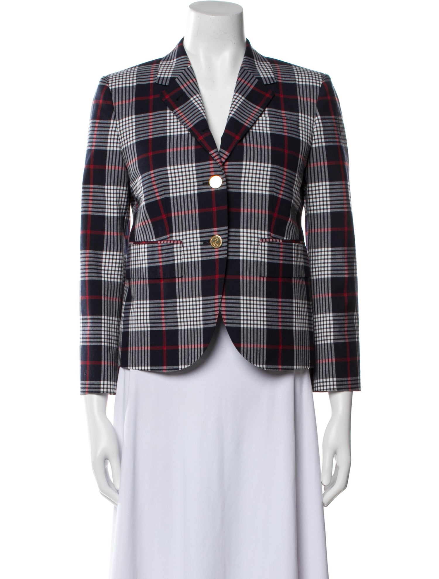 Thom Browne Wool Plaid Print Blazer