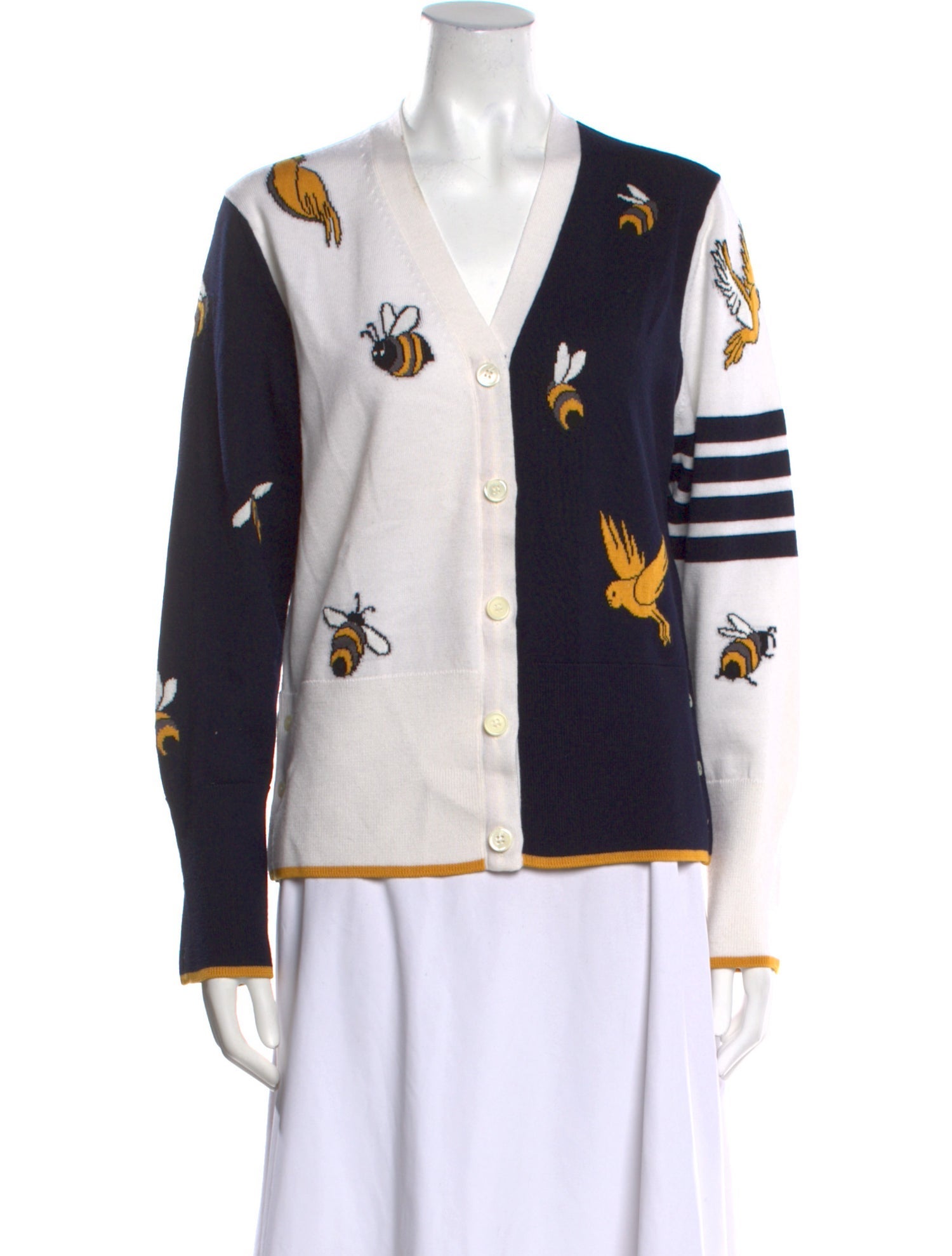 Thom Browne Fun-Mix Birds and Bees Wool Sweater