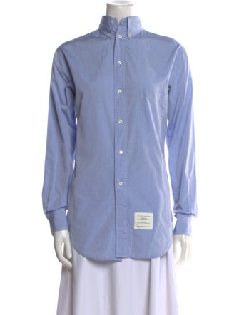 Thom Browne Mock Neck Long Sleeve Button-Up Top