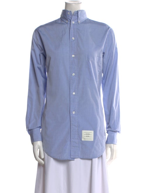 Thom Browne Mock Neck Long Sleeve Button-Up Top