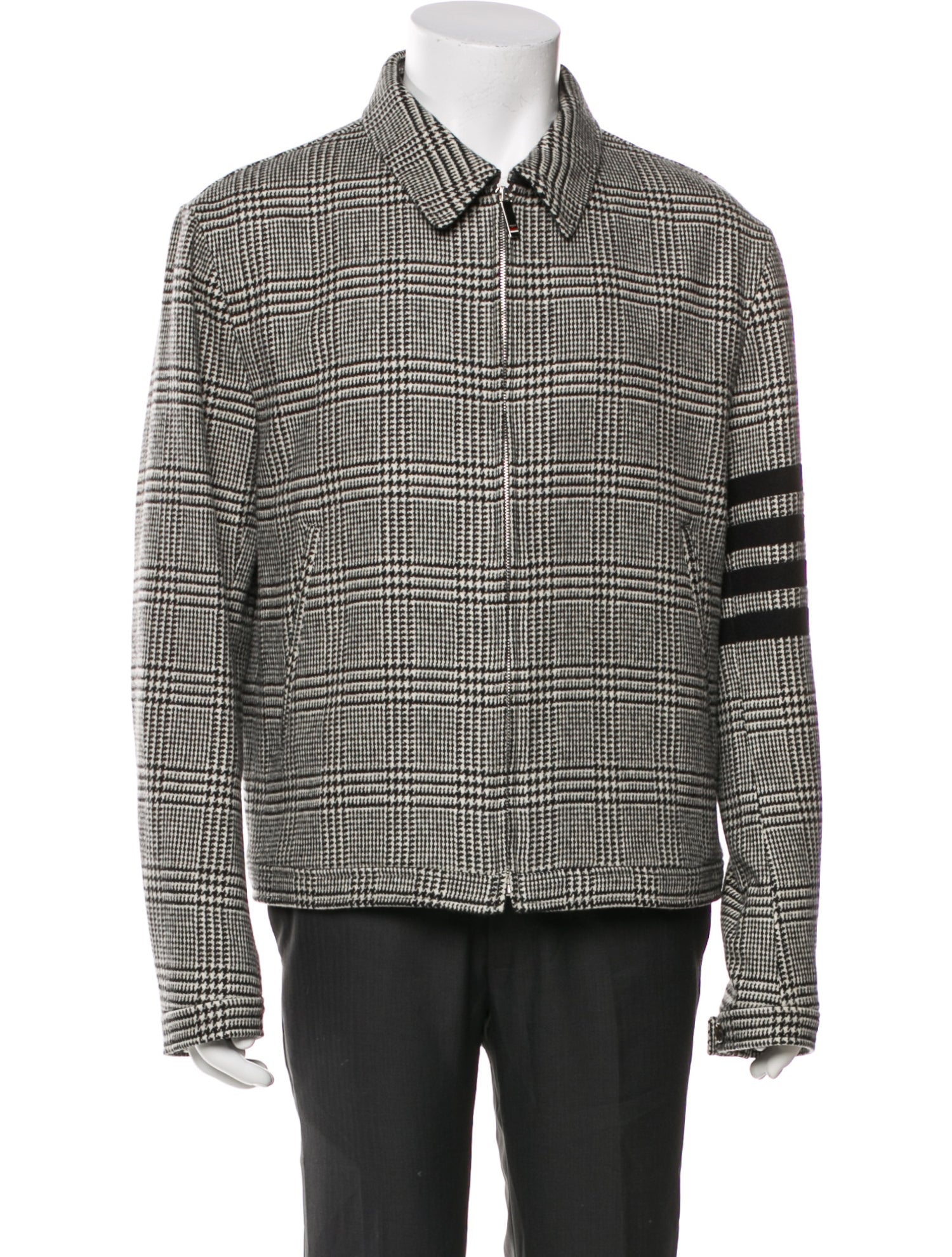 Thom Browne 4-Bar Herringbone Wool Trucker Jacket
