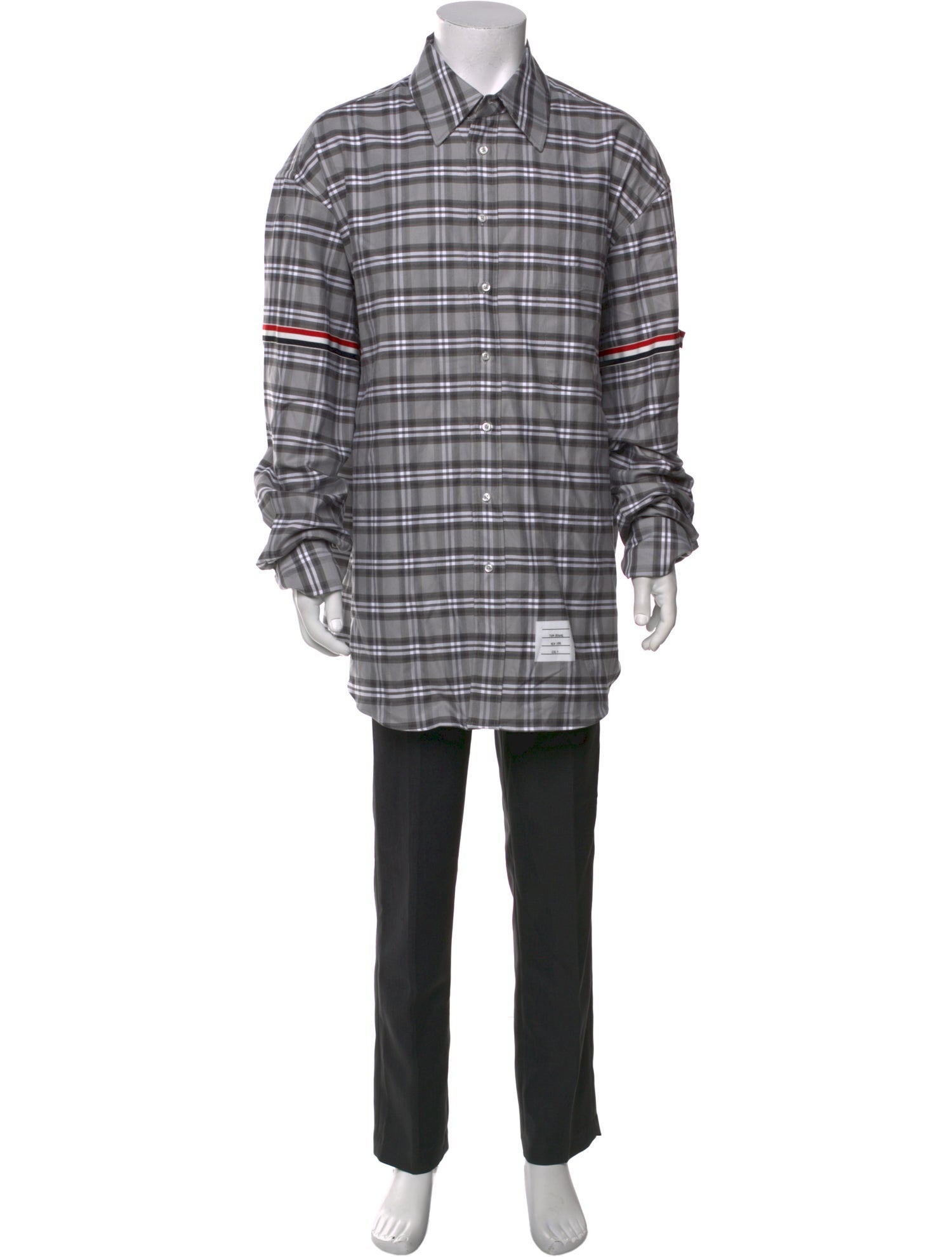 Thom Browne Oversized Armband Plaid Print Shirt