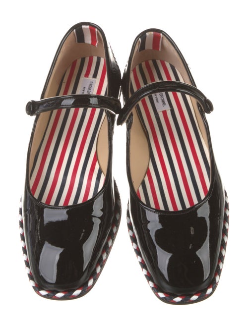 Thom Browne Patent Leather Leather Trim Embellishment Mary Jane Flats