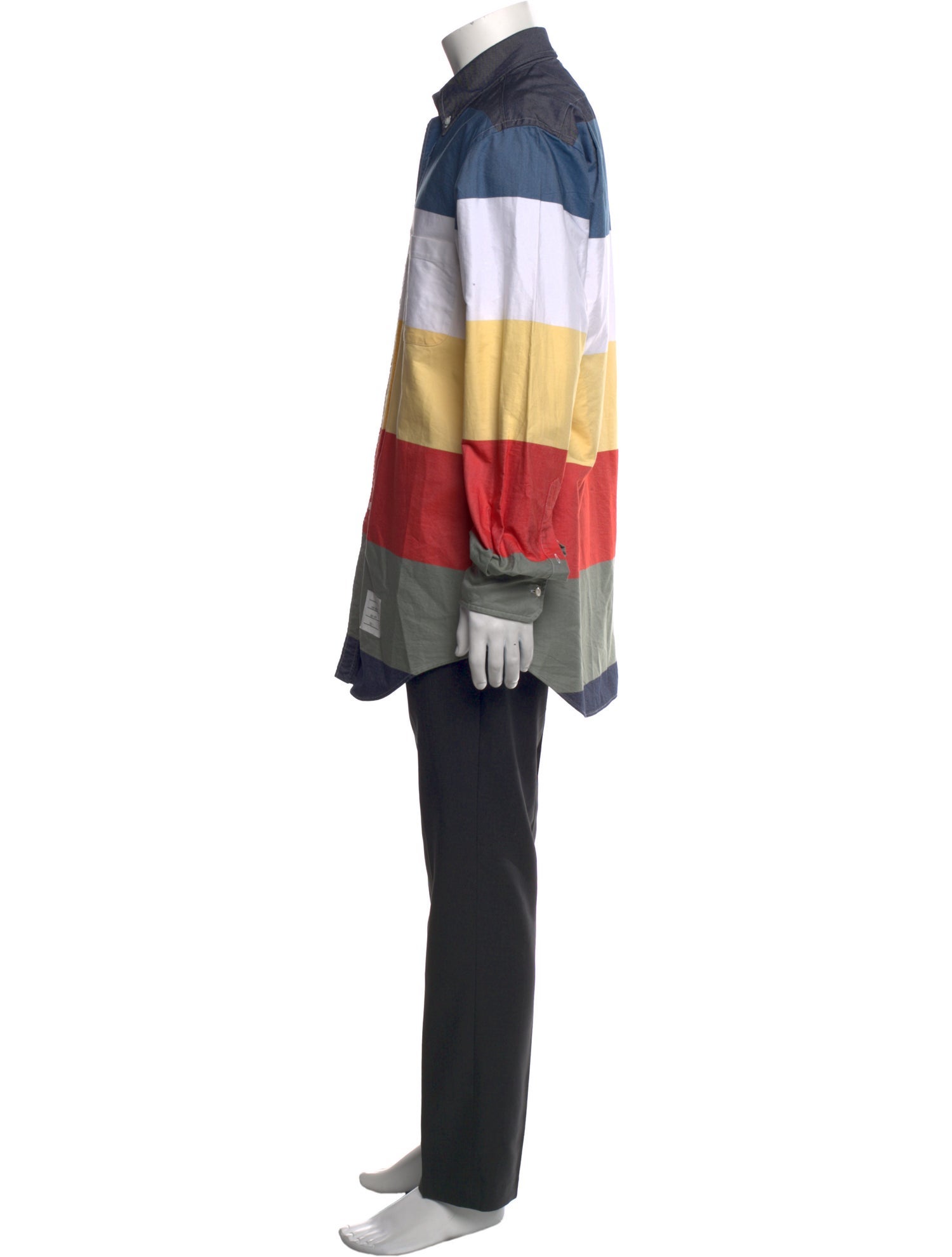 Thom Browne Colorblock Pattern Long Sleeve Shirt