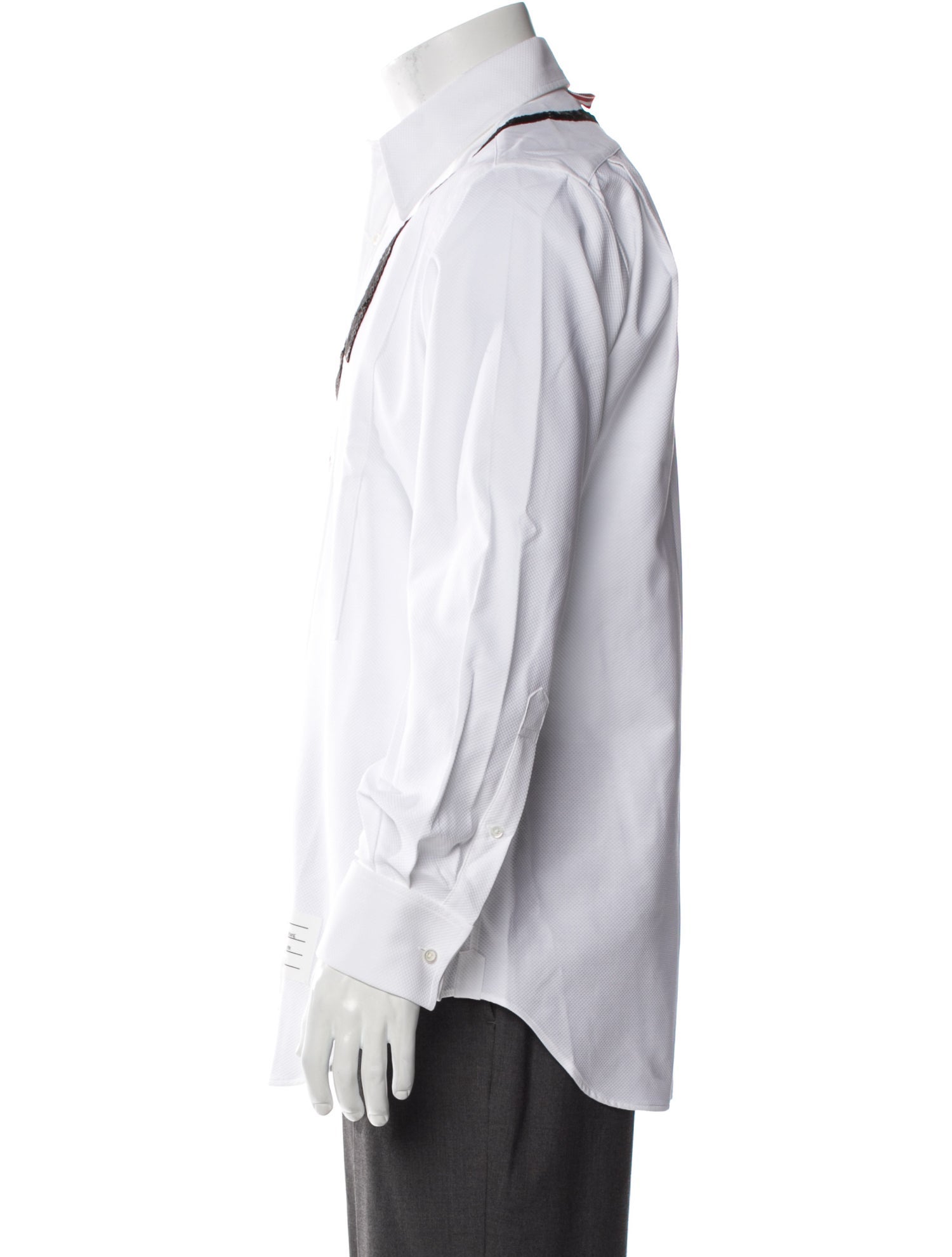 Thom Browne Colorblock Pattern Long Sleeve Tuxedo Shirt