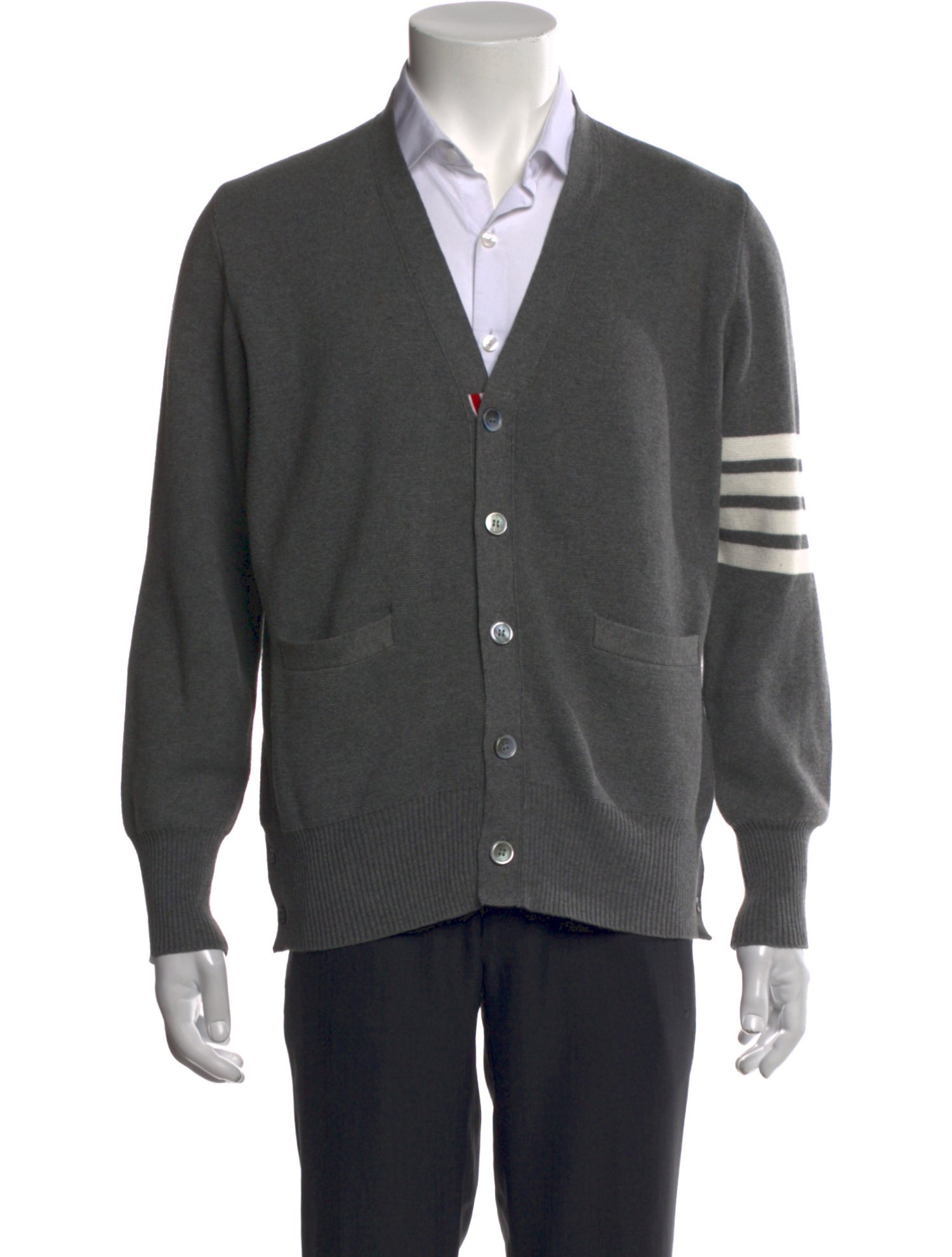 Thom Browne 4 Bar Stripe V-Neck Cardigan