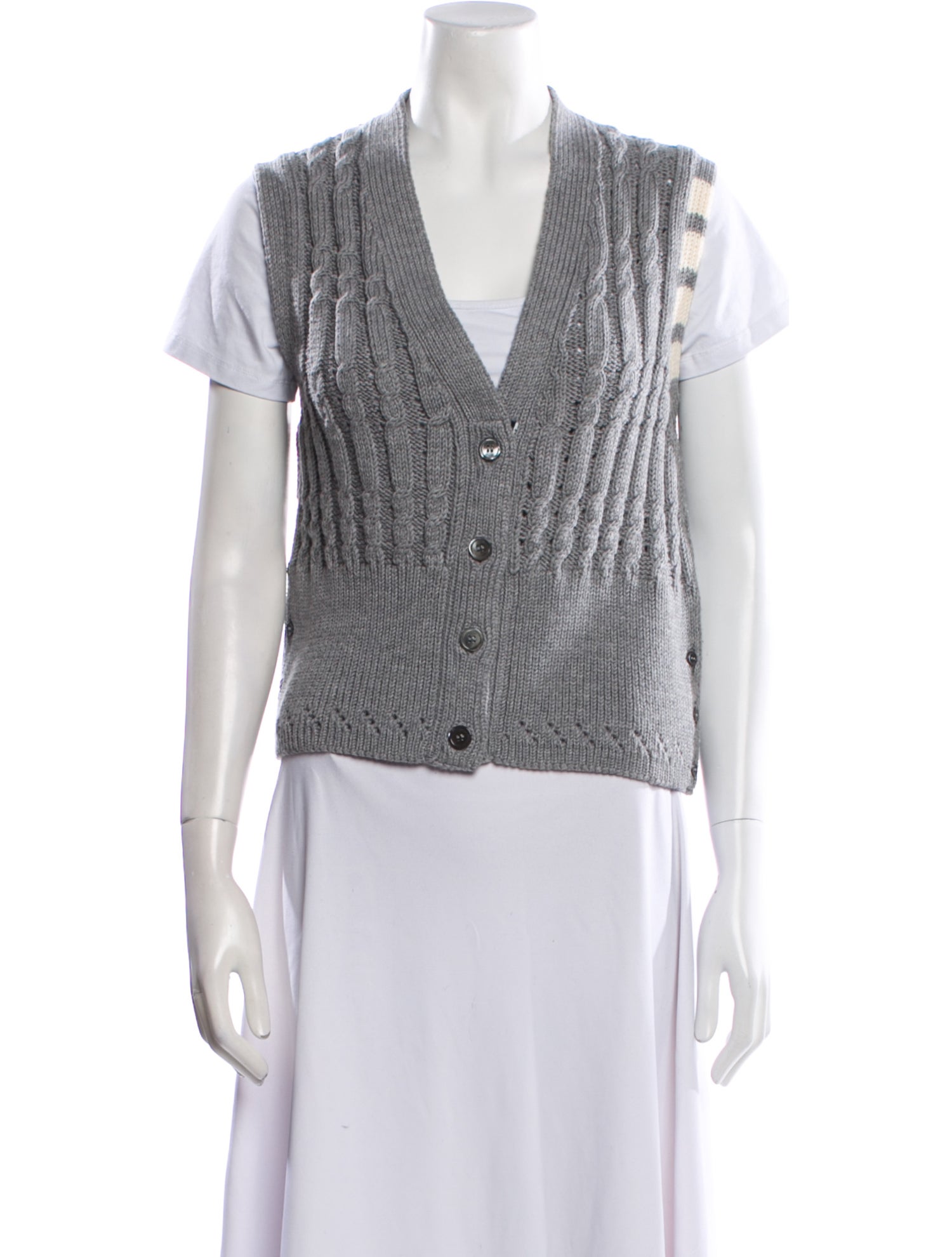 Thom Browne Merino Wool V-Neck Sweater