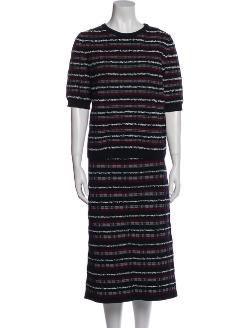 Thom Browne Striped Check Tweed Pattern Striped Skirt Set