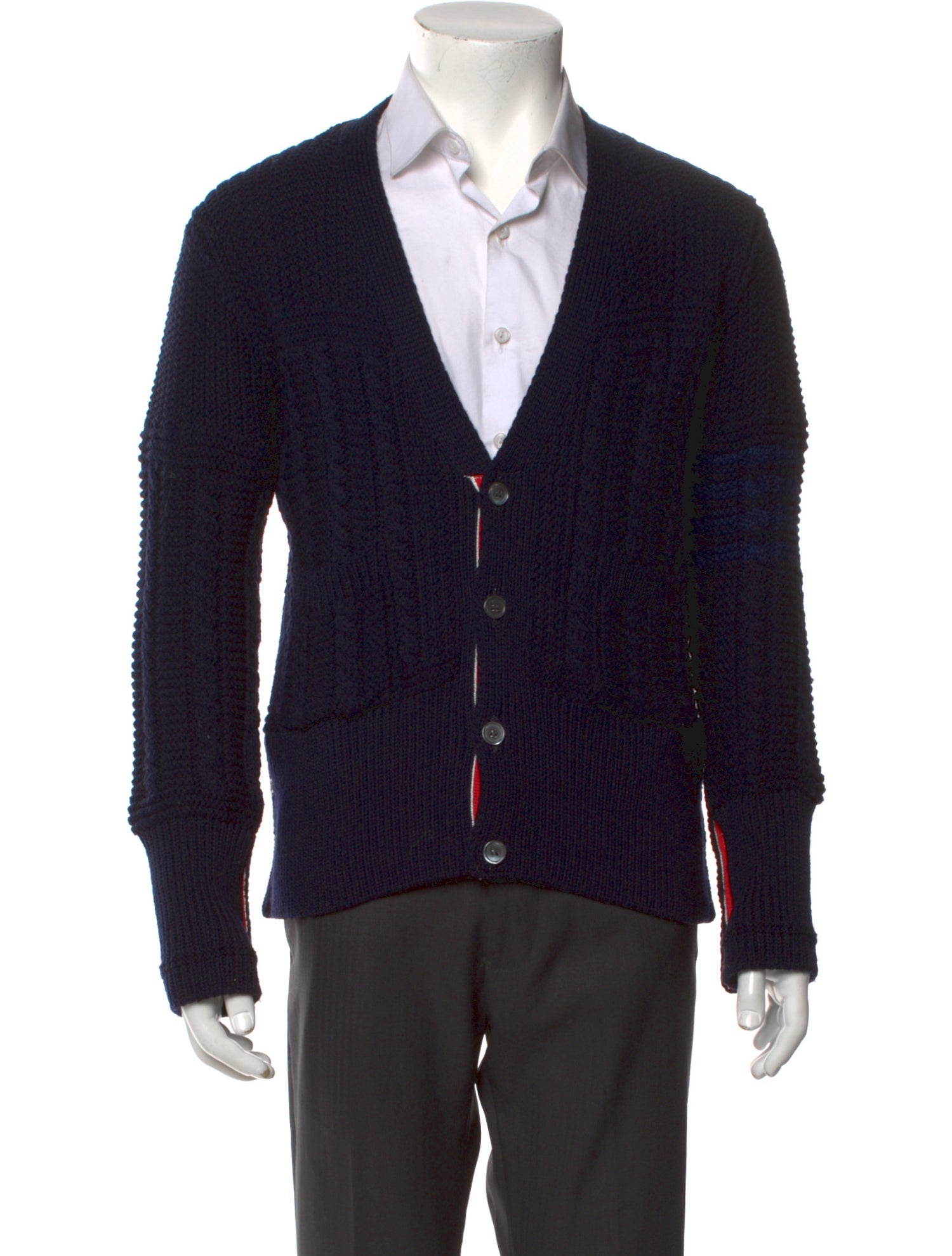 Thom Browne 4 Bar Stripe V-Neck Cardigan
