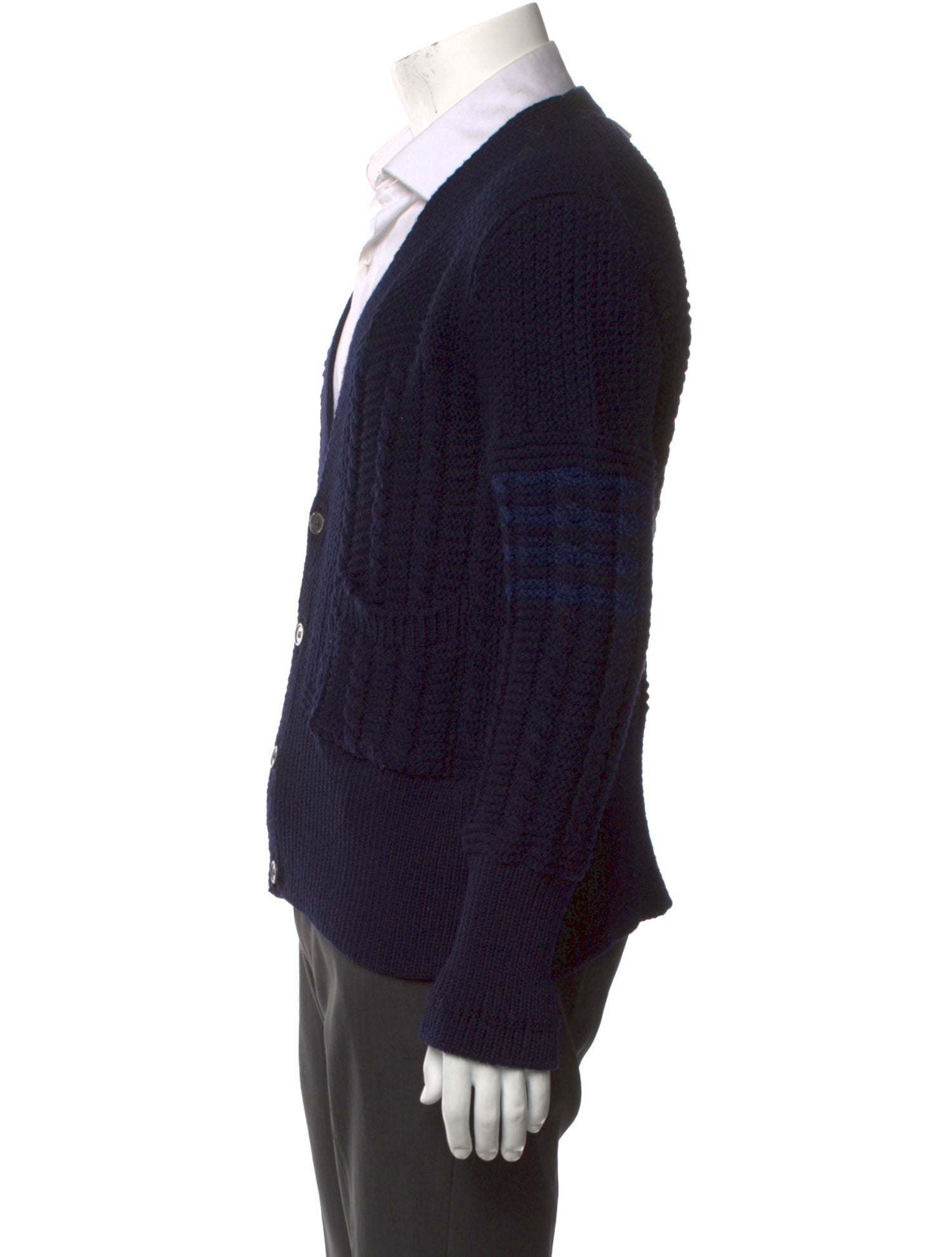 Thom Browne 4 Bar Stripe V-Neck Cardigan