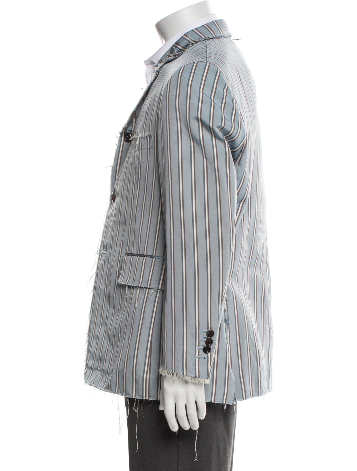 Thom Browne Striped Raw-Edge Trim Blazer