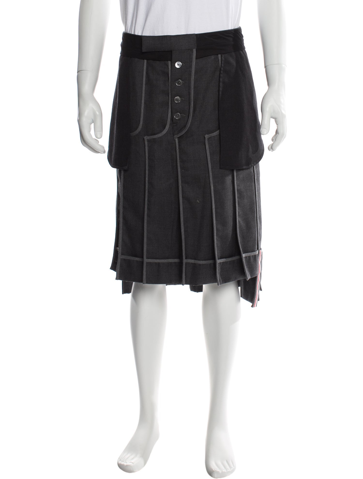 Thom Browne Classic Twill Backstrap Pleated Skirt Cargo Skirt