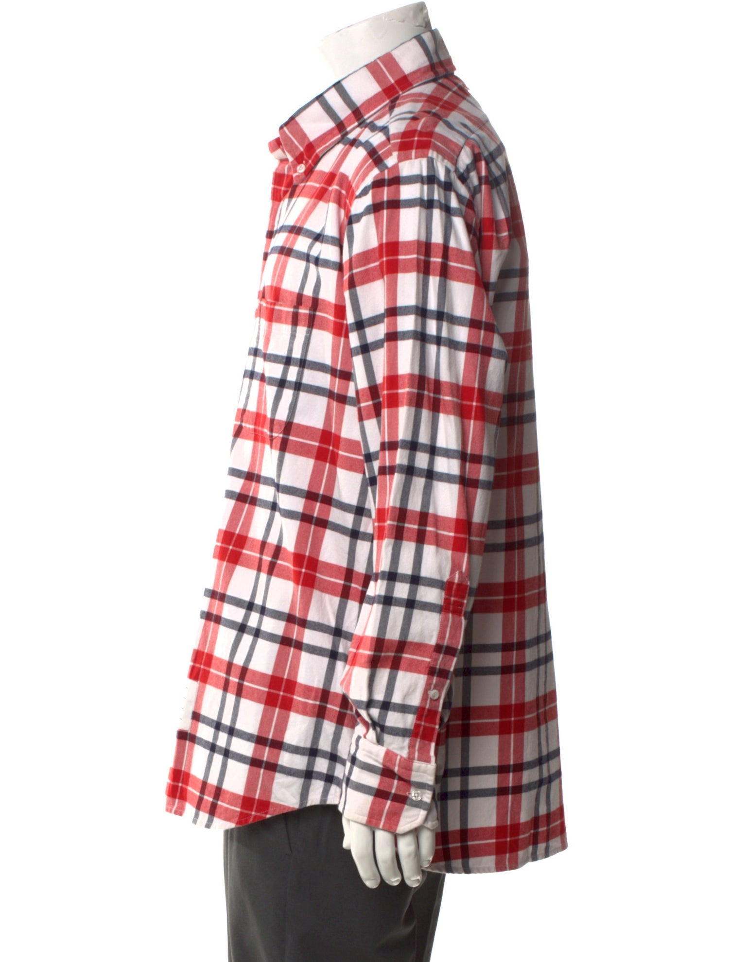 Thom Browne Plaid Print Long Sleeve Shirt
