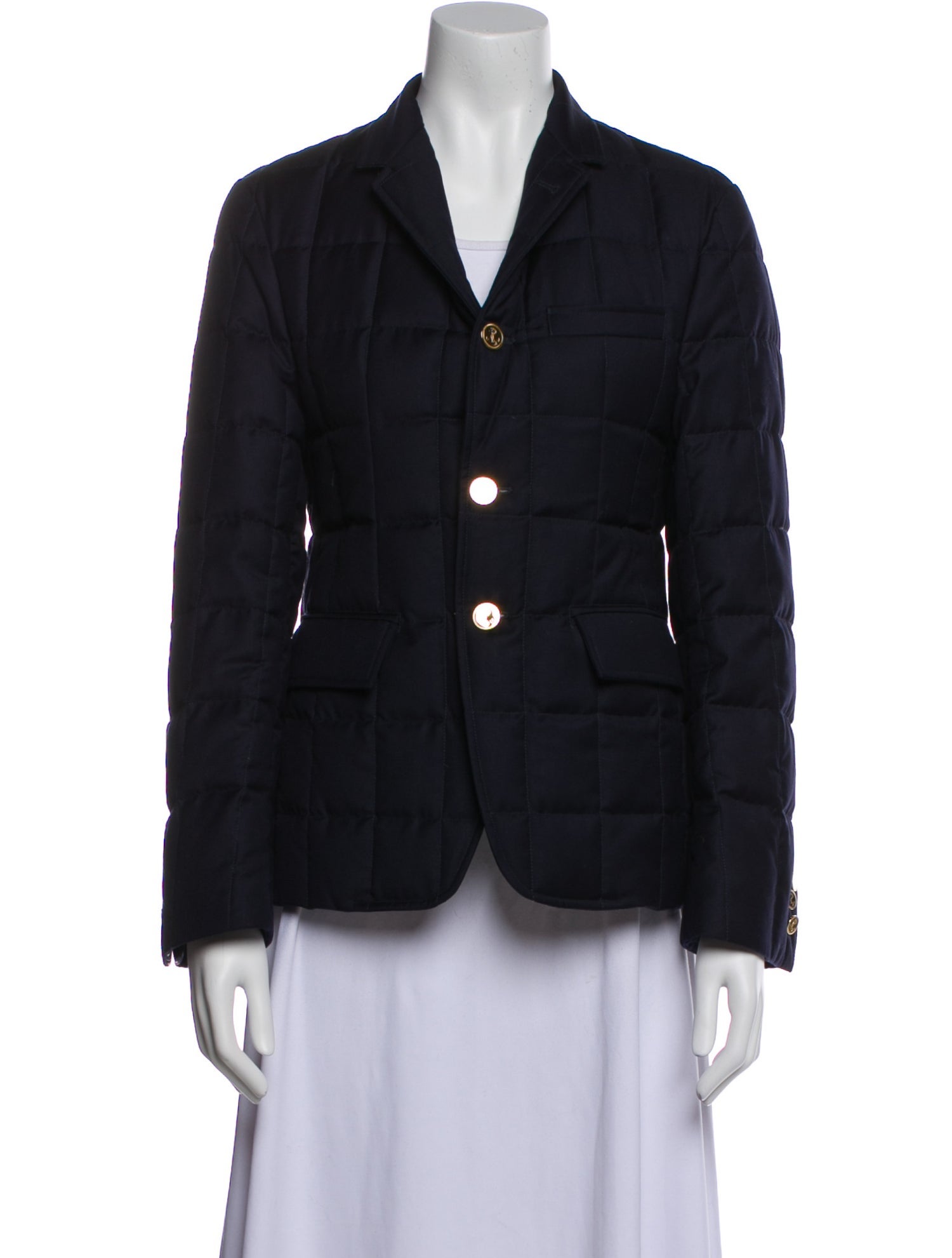 Thom Browne Wool Plaid Print Down Jacket