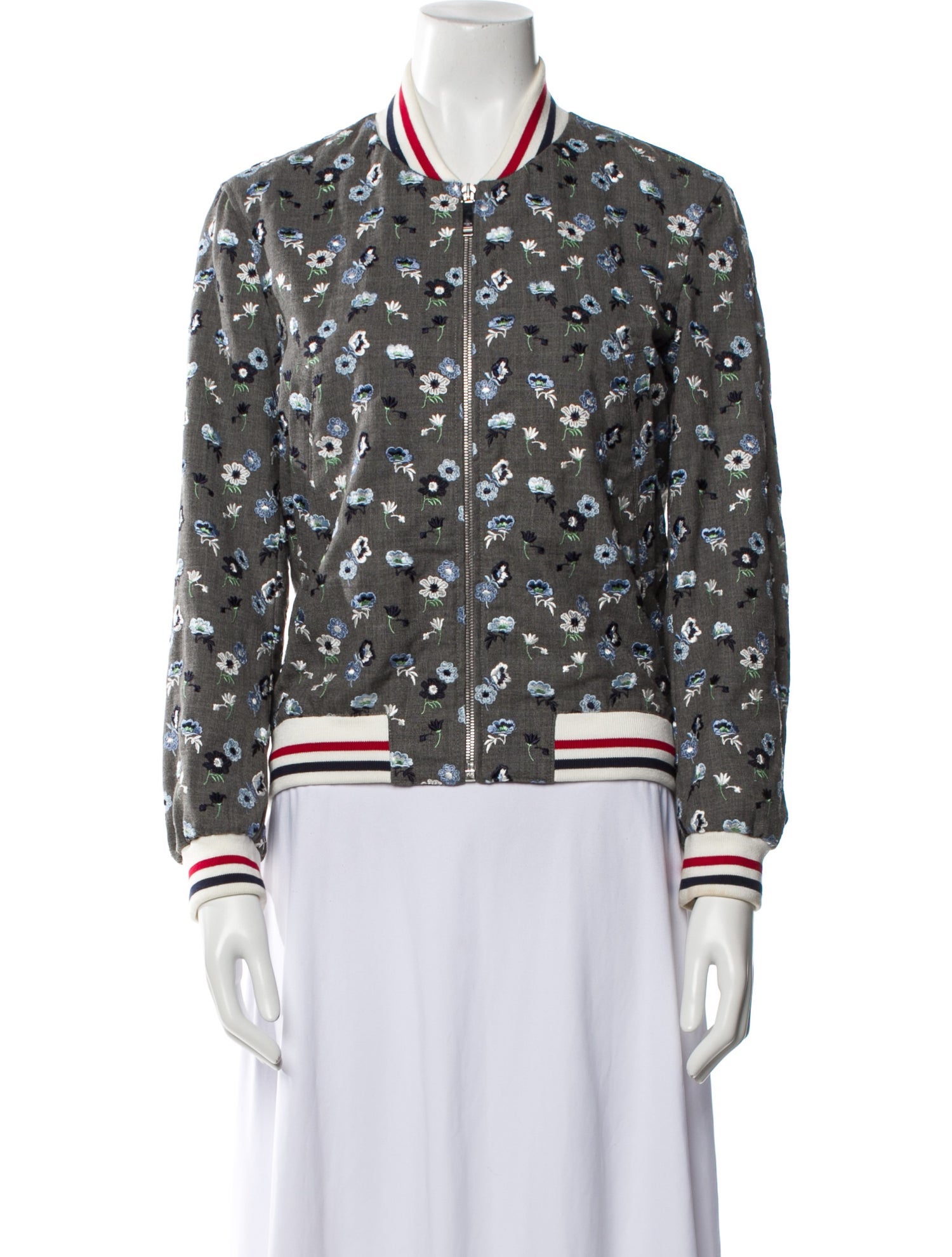 Thom Browne Wool Floral Print Bomber Jacket