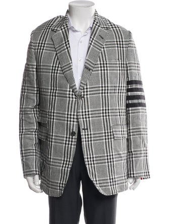 Thom Browne Linen Plaid Print Blazer