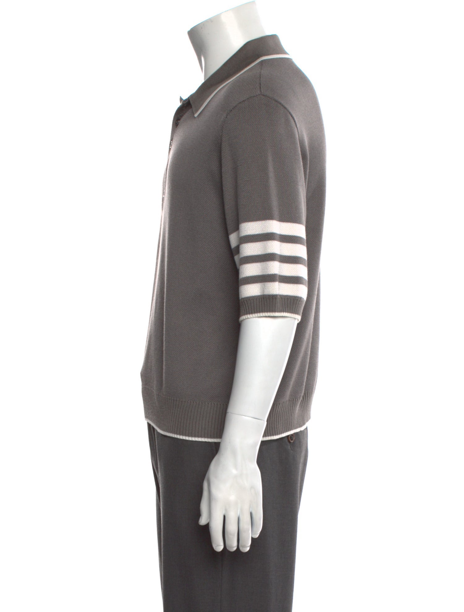 Thom Browne Silk Striped Polo Shirt