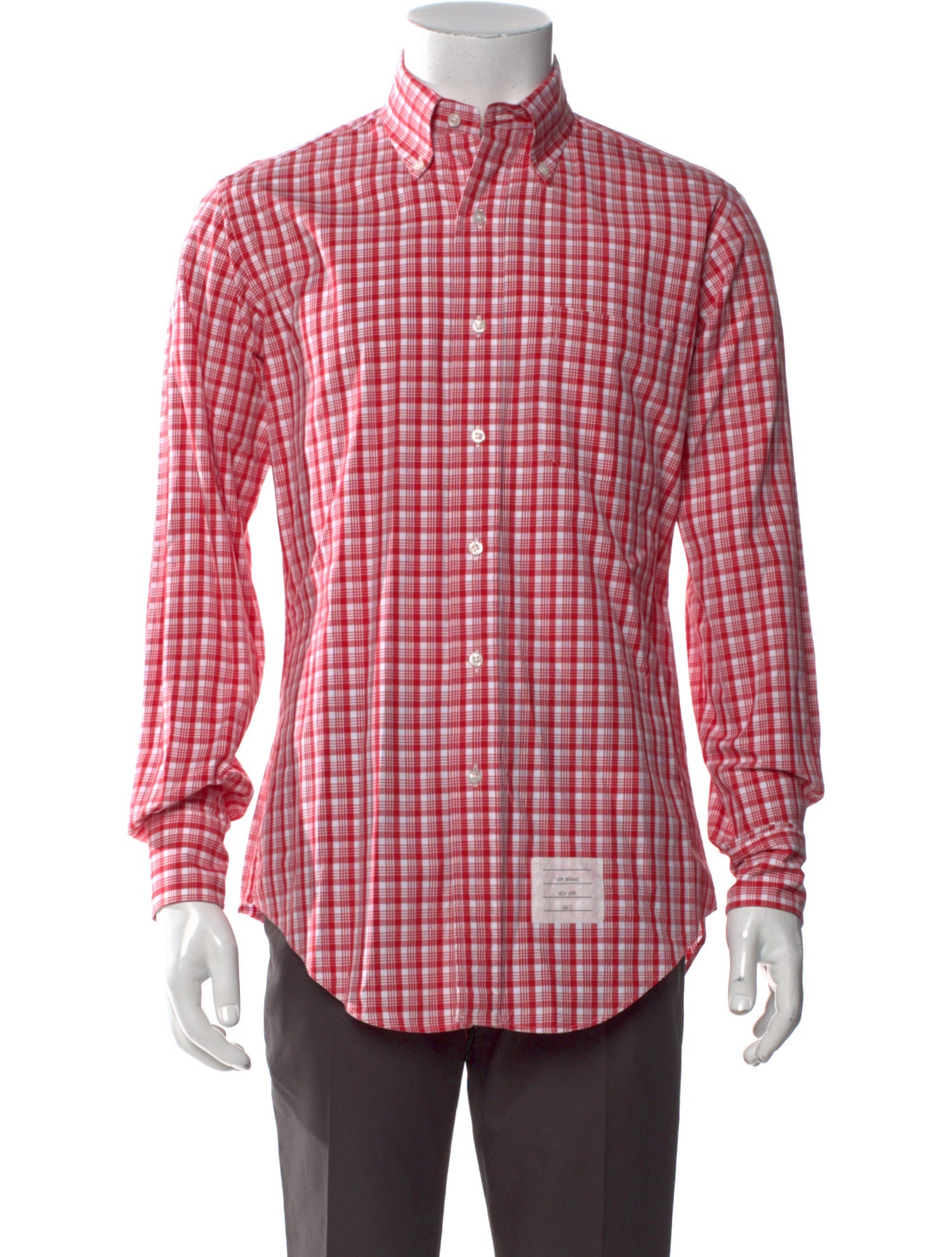 Thom Browne Plaid Print Long Sleeve Shirt