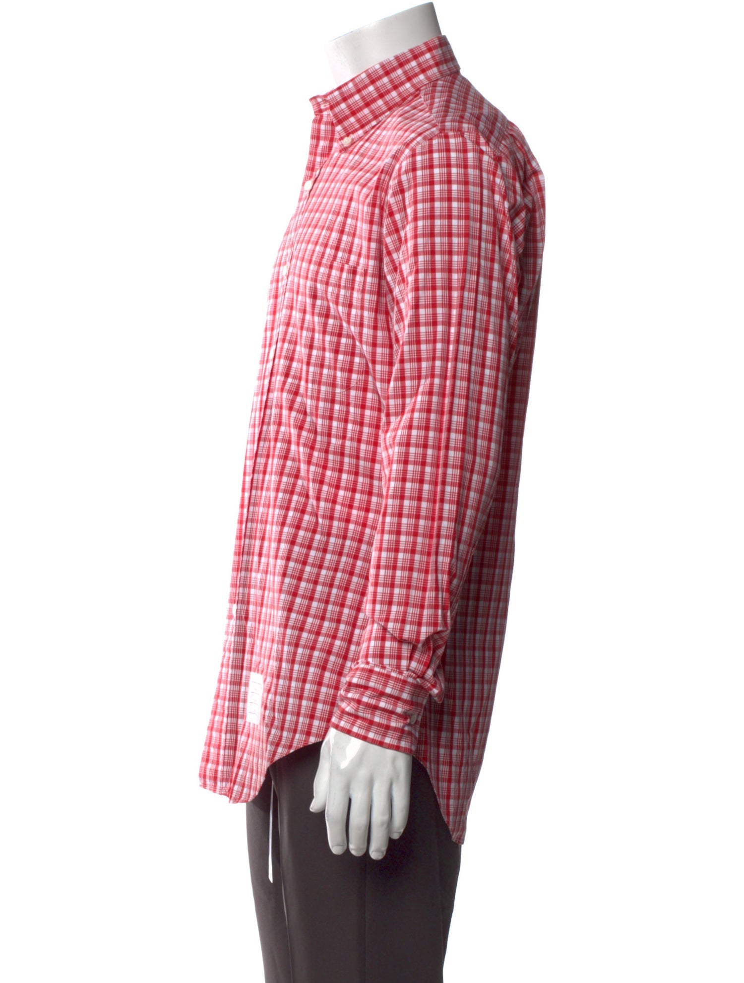 Thom Browne Plaid Print Long Sleeve Shirt