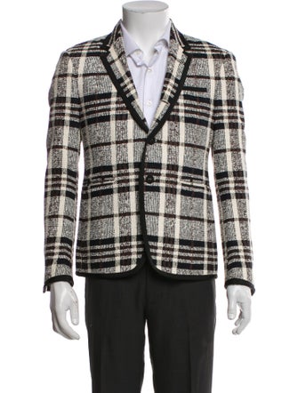 Thom Browne Plaid Print Grosgrain Trim Blazer