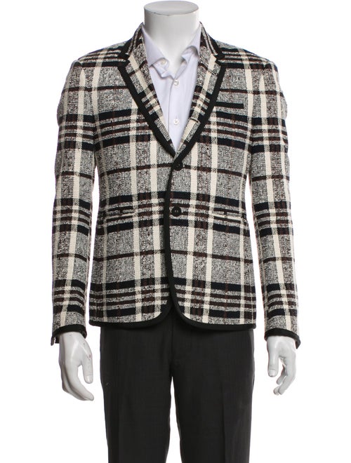 Thom Browne Plaid Print Grosgrain Trim Blazer