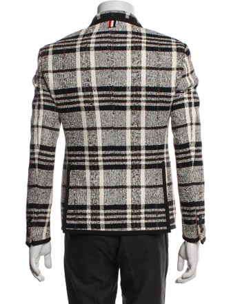 Thom Browne Plaid Print Grosgrain Trim Blazer